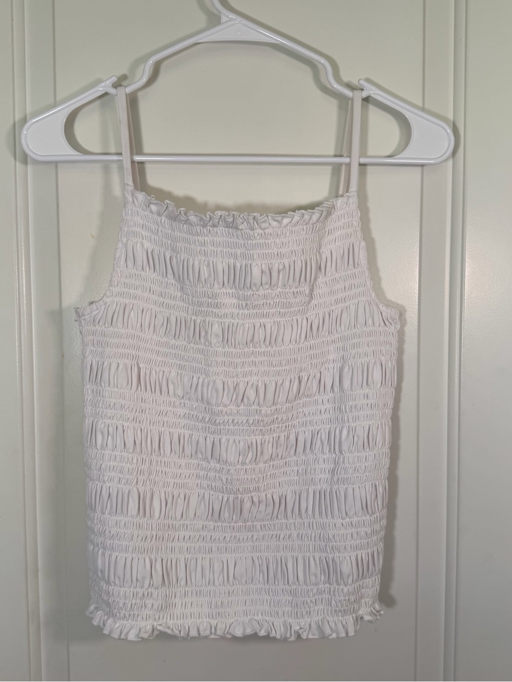 H&M White Smocked Spaghetti-Strap Top